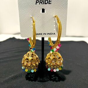 Beautiful big rounded gold plated Indian earring for women | with Jhumka Jhumka